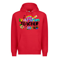 Red Kindergarten Teacher Life Premium Hoodie - LillyAllenDesigns
