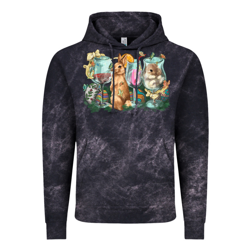 Easter Day Wine Glasses Bunny Vintage Hoodie by HowdyJamesFarm | Teevron