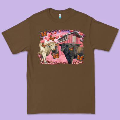 Valentine's Day Barn And Black Angus With Charolais Premium Tee Designed By Ranaportraitstore