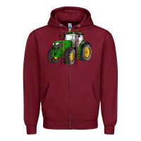Burgundy western farm tractor Zipper Hoodie - Artiststas