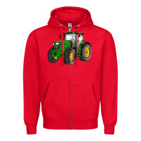 Red western farm tractor Zipper Hoodie - Artiststas