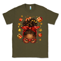 Army Green christmas afro messy bun Classic Tee - texasbilliewilder