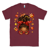 Burgundy christmas afro messy bun Classic Tee - texasbilliewilder