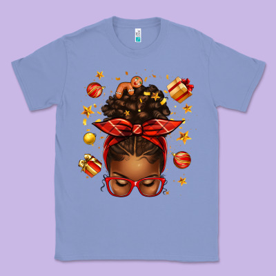 Christmas Afro Messy Bun Classic Tee Designed By Texasbilliewilder