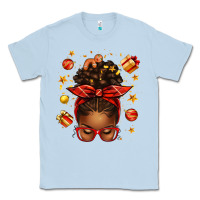 Dusty Blue christmas afro messy bun Classic Tee - texasbilliewilder