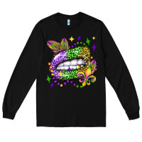 Black mardi gras lip olivia Long Sleeve Tee - OliviaCreatesArt