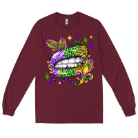 Burgundy mardi gras lip olivia Long Sleeve Tee - OliviaCreatesArt
