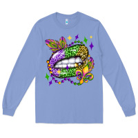 Colony Blue mardi gras lip olivia Long Sleeve Tee - OliviaCreatesArt