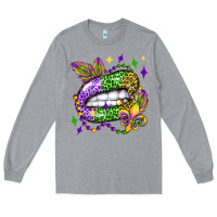 Heather Grey mardi gras lip olivia Long Sleeve Tee - OliviaCreatesArt