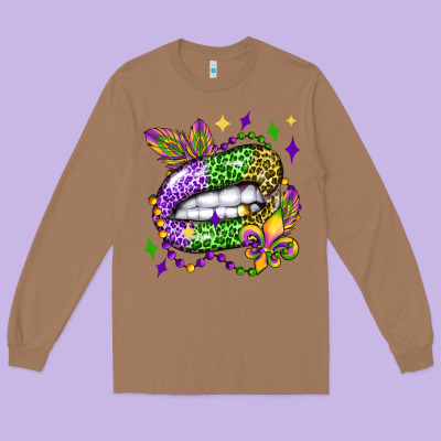 Mardi Gras Lip Olivia Long Sleeve Tee Designed By Oliviacreatesart