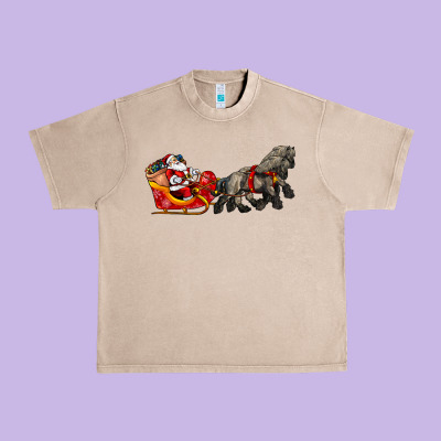 Santa Riding His Sleigh With Gifts Urban Heavy Tee Designed By Cowgirlartshop