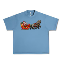 Pebble Blue santa riding his sleigh with gifts Urban Heavy Tee - CowGirlArtShop