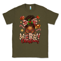Army Green merry christmas afro messy bun Classic Tee - texasbilliewilder