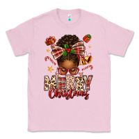 Bubblegum Pink merry christmas afro messy bun Classic Tee - texasbilliewilder