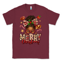 Burgundy merry christmas afro messy bun Classic Tee - texasbilliewilder