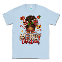 Dusty Blue merry christmas afro messy bun Classic Tee - texasbilliewilder