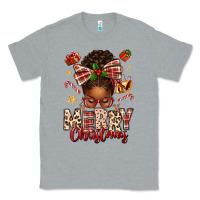 Heather Grey merry christmas afro messy bun Classic Tee - texasbilliewilder