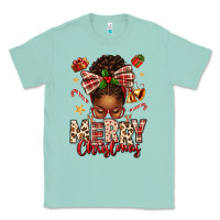 Merry Christmas Afro Messy Bun Classic Tee | Teevron
