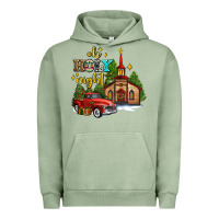Pigment Oil Green the church  holy night western truck Urban Hoodie - AdoDesignShop