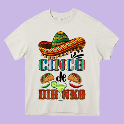 Cinco De Dirinko Sombrero Heavy Core Tee Designed By Barkaloodesign