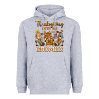 Heather Grey thanksgiving with my  gnomies Heavyweight Hoodie - BarkalooDesign