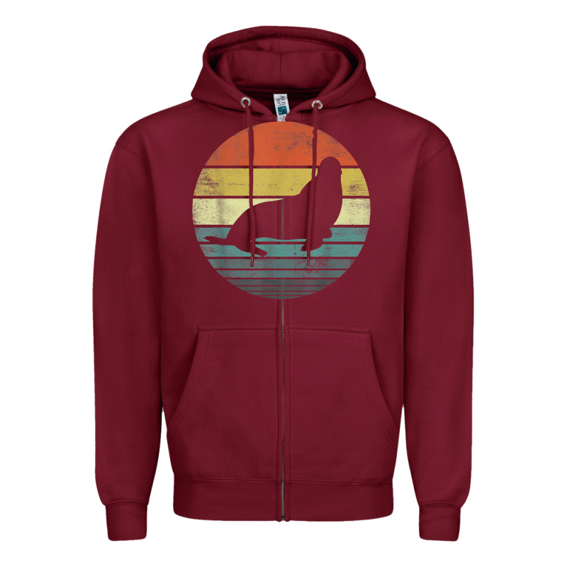 Seal Lover Gifts Retro Vintage Sea Lion Animal Silhouette Zipper Hoodie by trangStudio | Teevron