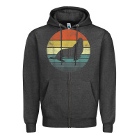 Charcoal Heather Seal Lover Gifts Retro Vintage Sea Lion Animal Silhouette Zipper Hoodie - trangStudio