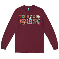 Burgundy school nurse Long Sleeve Tee - OliviaCreatesArt