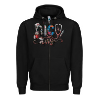 Black nice nurse Zipper Hoodie - SublimationCraftShop