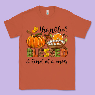 Thankful Blessed And Kind Of A Mess Classic Tee Designed By Nancycooperartshop