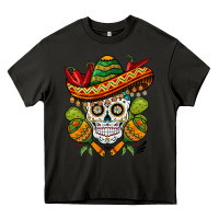 Asphalt sombrero skull Heavy Core Tee - BarkalooDesign