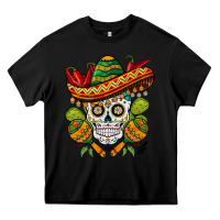 Black sombrero skull Heavy Core Tee - BarkalooDesign