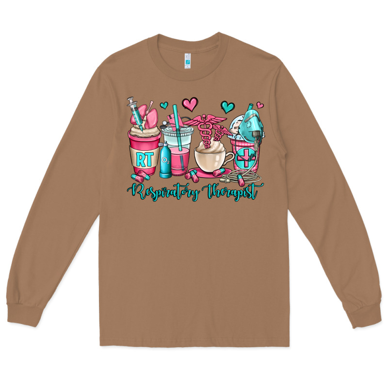 Rt Respiratory Therapist Coffee Cups Long Sleeve Tee by OliviaCreatesArt | Teevron