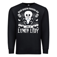 Black lunch lady halloween ghost cafeteria worker all hallows' eve t shirt Premium Sweatshirt - trangStudio