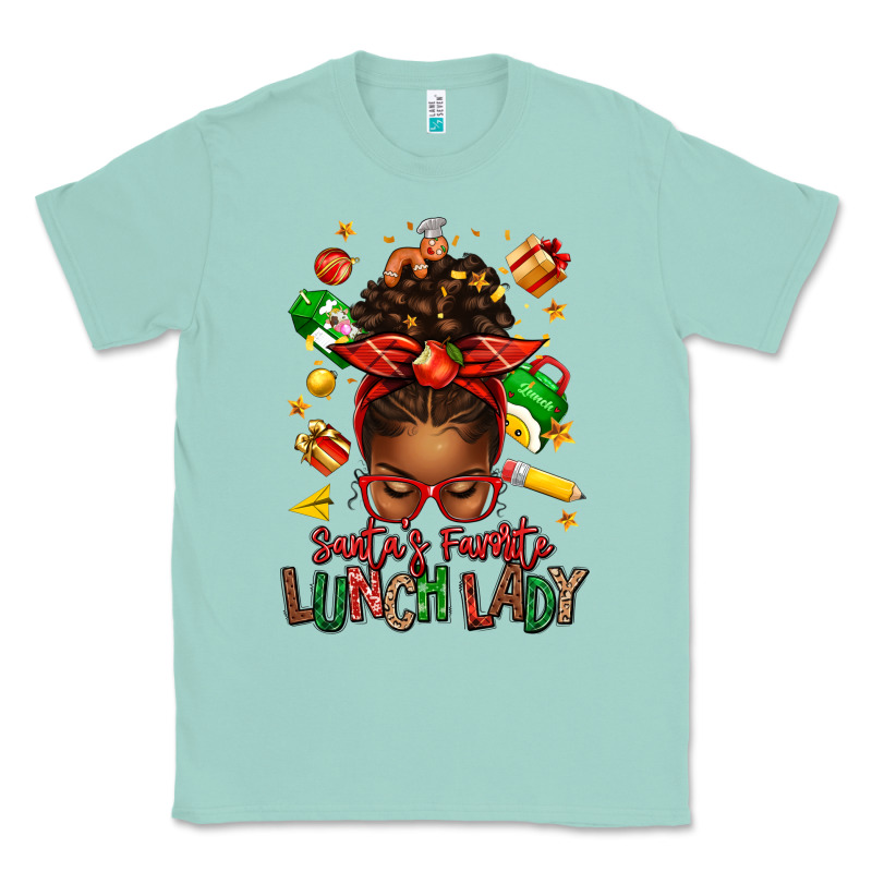 Santas Favorite Lunch Lady Afro Messy Bun Classic Tee by texasbilliewilder | Teevron