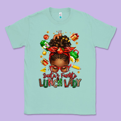 Santas Favorite Lunch Lady Afro Messy Bun Classic Tee Designed By Texasbilliewilder