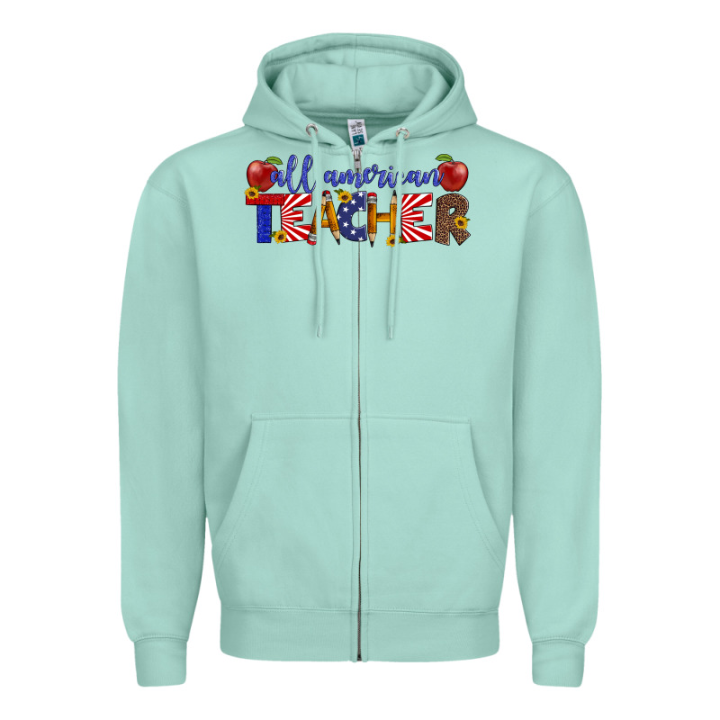 All American Teacher Zipper Hoodie by Artiststas | Teevron