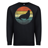 Black Seal Lover Gifts Retro Vintage Sea Lion Animal Silhouette Premium Sweatshirt - trangStudio