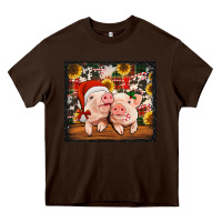 Chocolate Brown Christmas pigs tumbler Heavy Core Tee - Jasminsmagicworld