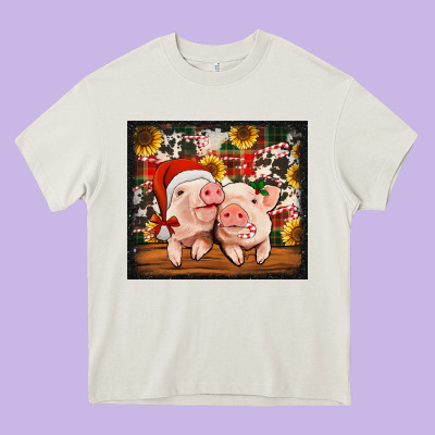 Christmas Pigs Tumbler Heavy Core Tee Designed By Jasminsmagicworld