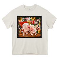 Cream Christmas pigs tumbler Heavy Core Tee - Jasminsmagicworld