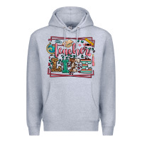 Heather Grey Teacher life leopard frame Premium Hoodie - LillyAllenDesigns