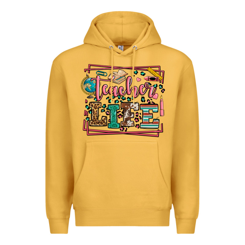 Teacher Life Leopard Frame Premium Hoodie by LillyAllenDesigns | Teevron
