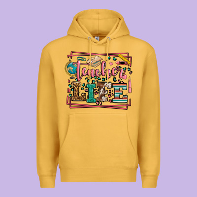 Teacher Life Leopard Frame Premium Hoodie Designed By Lillyallendesigns