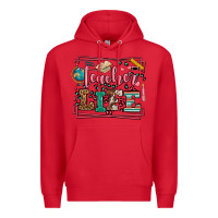 Red Teacher life leopard frame Premium Hoodie - LillyAllenDesigns