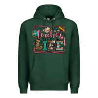 Sports Green Teacher life leopard frame Premium Hoodie - LillyAllenDesigns