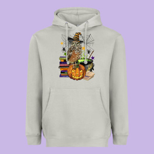 Halloween Owl Heavyweight Hoodie Designed By Barkaloodesign