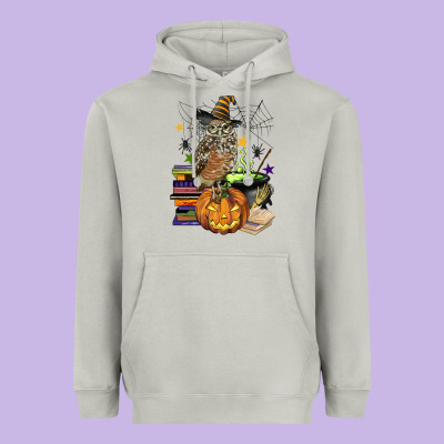 Halloween Owl Heavyweight Hoodie Designed By Barkaloodesign