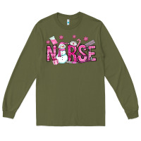 Army Green nurse pink christmas Long Sleeve Tee - OliviaCreatesArt