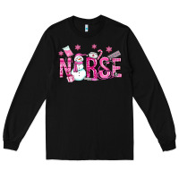 Black nurse pink christmas Long Sleeve Tee - OliviaCreatesArt